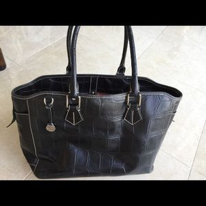 Dooney & Bourke large black leather croc bag